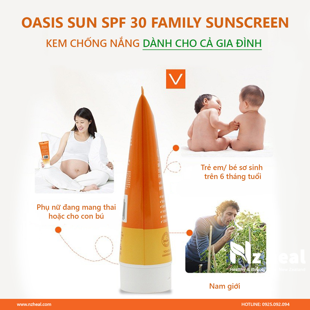 Kem chống nắng Oasis Sun SPF 30 Family Sunscreen 50ml dành cho cả gia đình