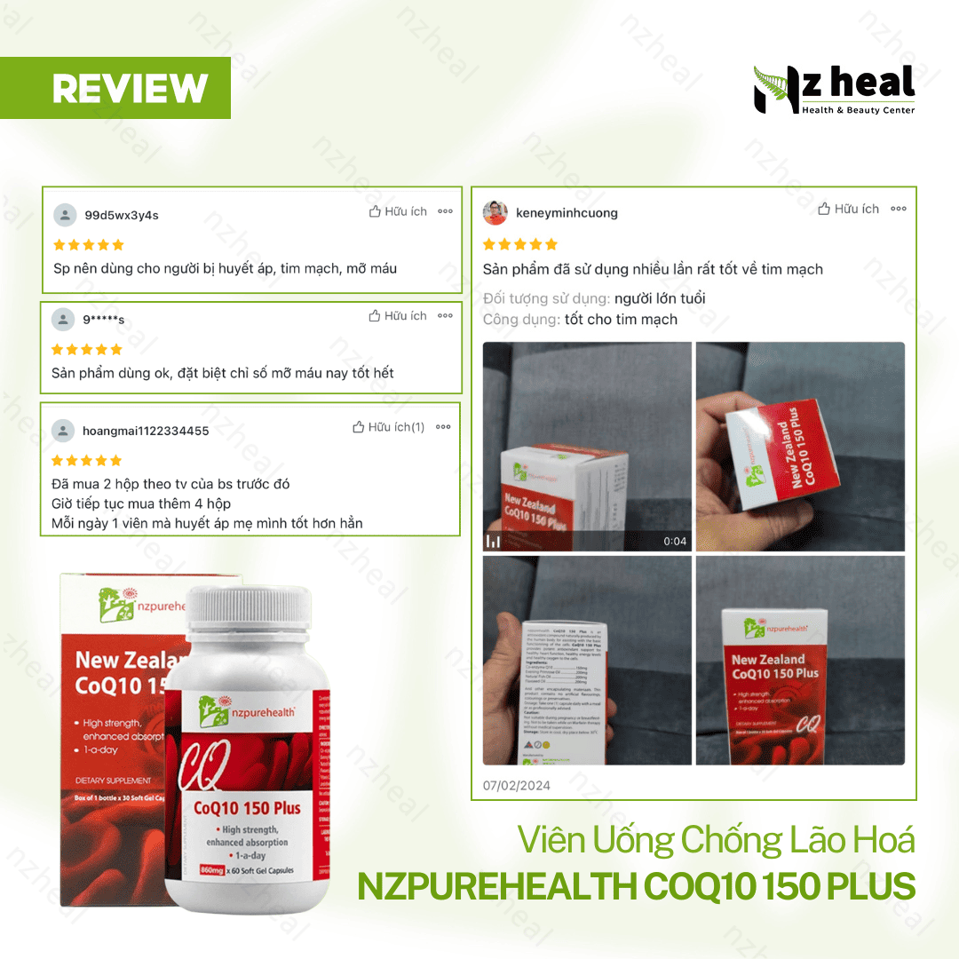 Viên Uống Bổ Tim Mạch, Chống Oxy Hóa CoQ10 150 Plus Nzpurehealth (30 viên)