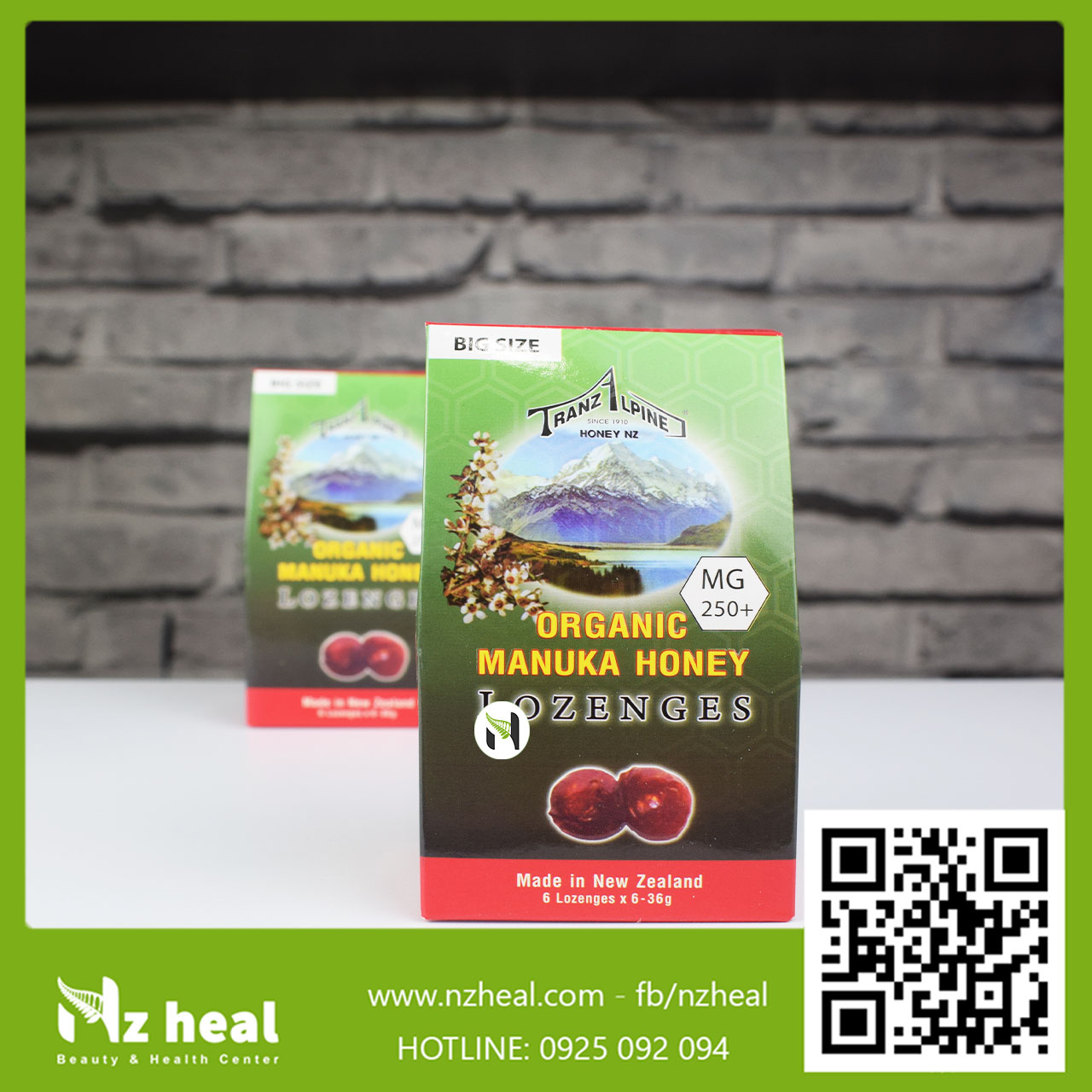 Kẹo Ngậm Trị Ho, Đau Họng Organic Manuka Honey Lozenges MG250+ PLUS (6 Viên)