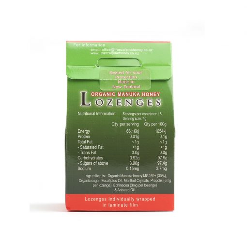Kẹo Ngậm Ho, Đau Họng Organic Manuka Honey Lozenges MG250+ (6v)