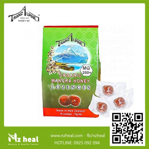 Kẹo Ngậm Trị Ho, Đau Họng Organic Manuka Honey Lozenges MG250+ PLUS (6 Viên)