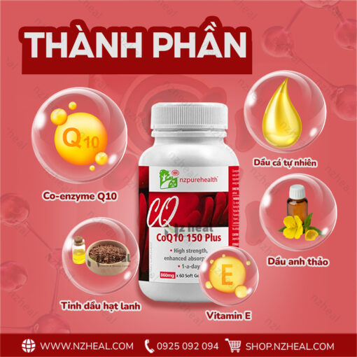 Viên Uống Bổ Tim Mạch, Chống Oxy Hóa CoQ10 150 Plus Nzpurehealth (30 viên)