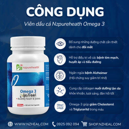 Viên Uống Bổ Mắt Dầu Cá NZPurehealth Omega 3 1