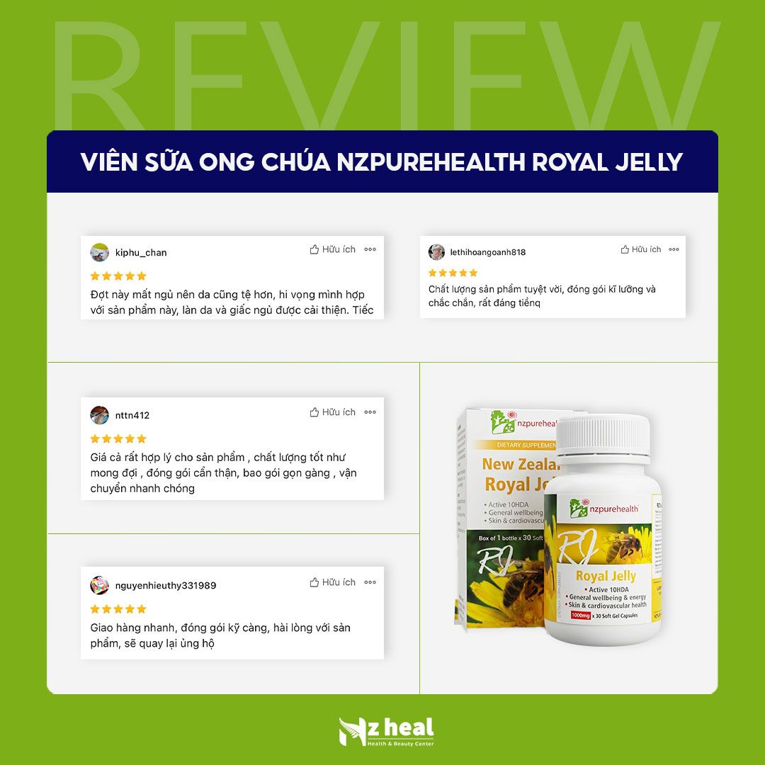 Viên Uống Sữa Ong Chúa Royal Jelly NZPureHealth (30 viên)