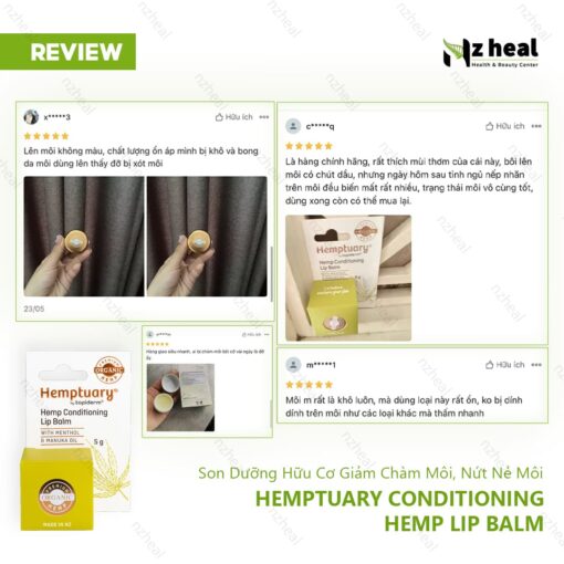 Son dưỡng hữu cơ giảm chàm môi, nứt nẻ môi Hemptuary Conditioning Hemp Lip Balm 5g