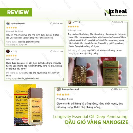 Dầu gió vàng NANOGIZE Longevity Essential Oil Deep Penetrating (21ml)