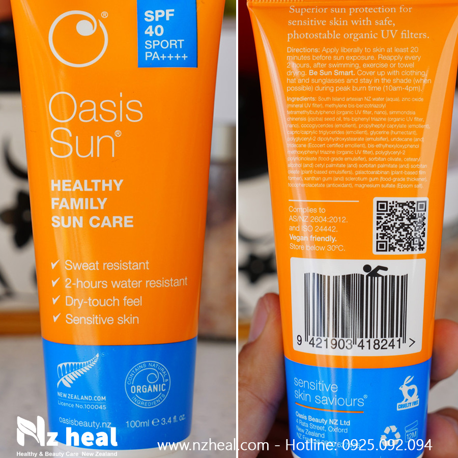 Kem chống nắng Oasis Sun SPF 40 Dry-Feel Sport Sunscreen 100ml 6