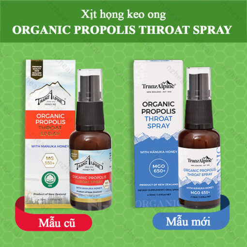 Xịt họng keo ong Organic Propolis Throat Spray with Manuka Honey MG550+ 2