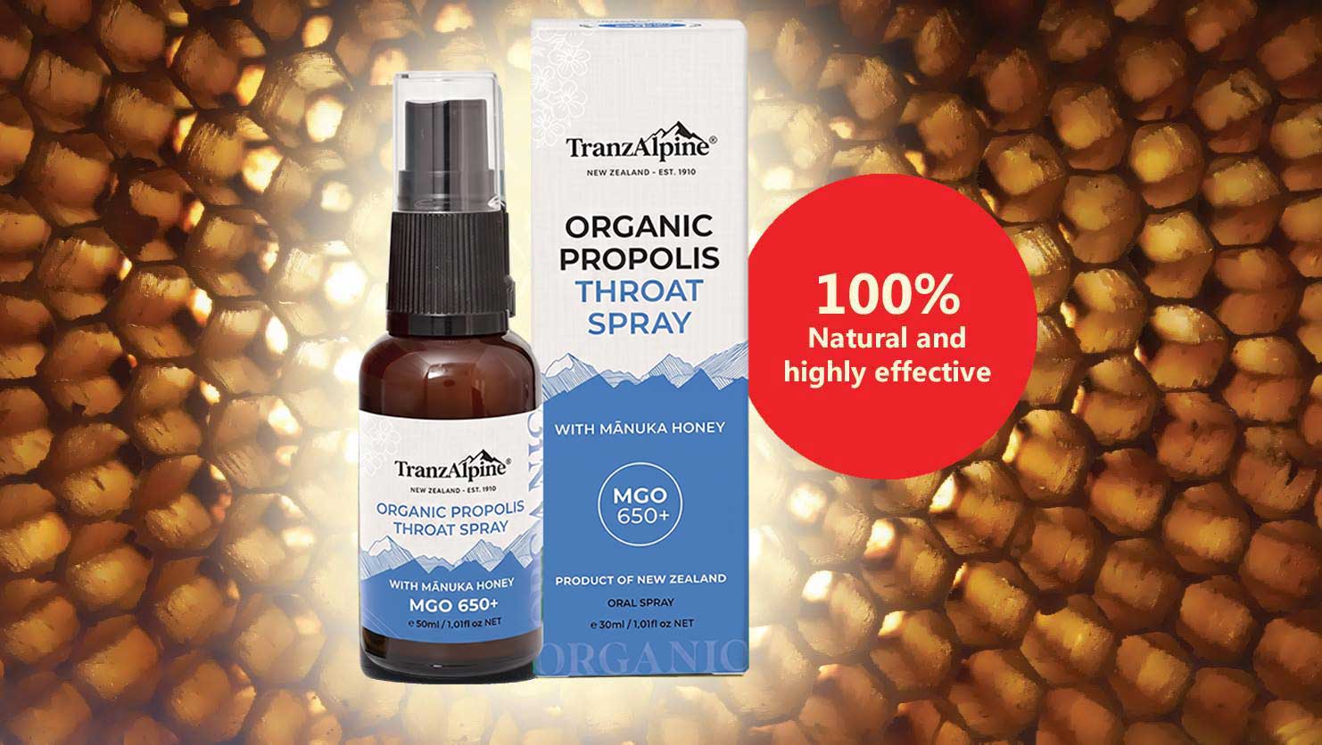 Xịt họng keo ong Organic Propolis Throat Spray with Manuka Honey MG650+ 5