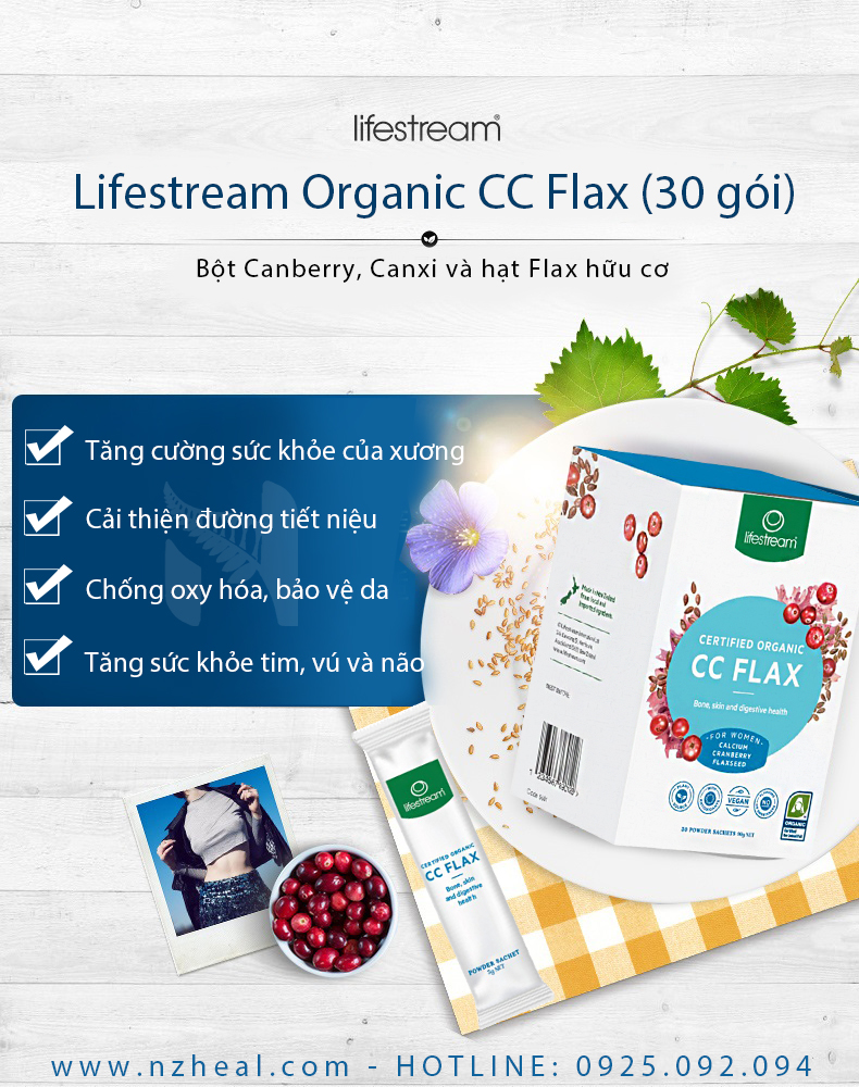 Bột Canberry và hạt Flax hữu cơ Lifestream Organic CC Flax (30 gói) 5