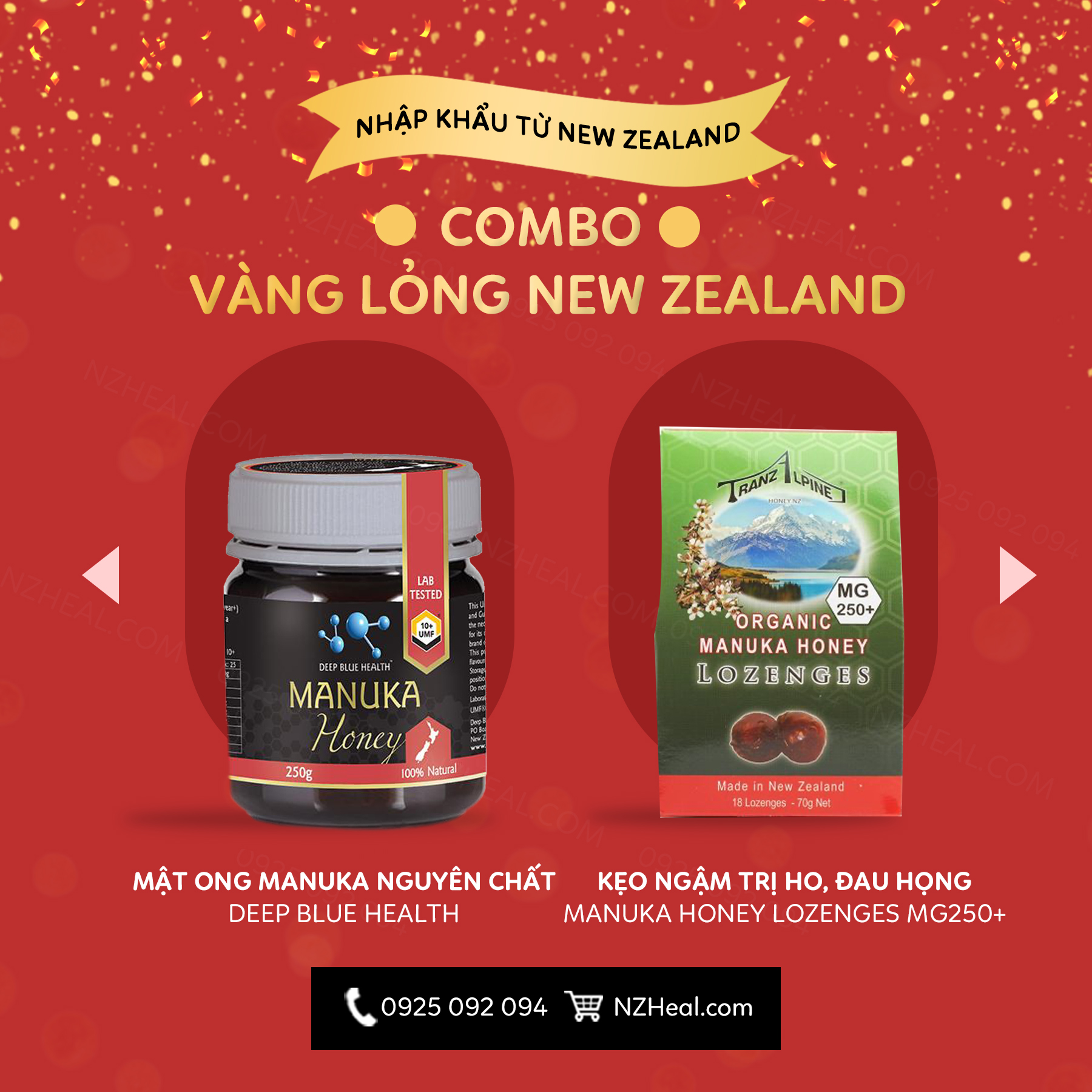 Set quà “vàng lỏng” mật ong Manuka New Zealand