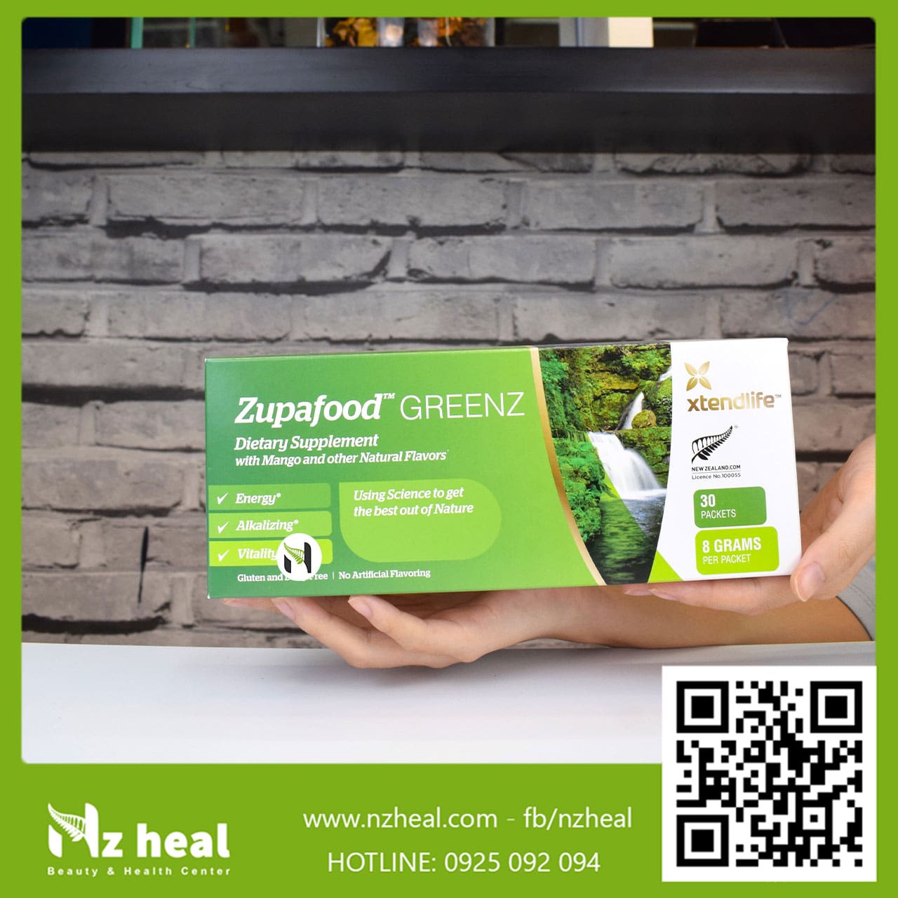 Siêu thực phẩm kiềm hoá xanh Zupafood GREENZ Xtend-Life (30 gói)
