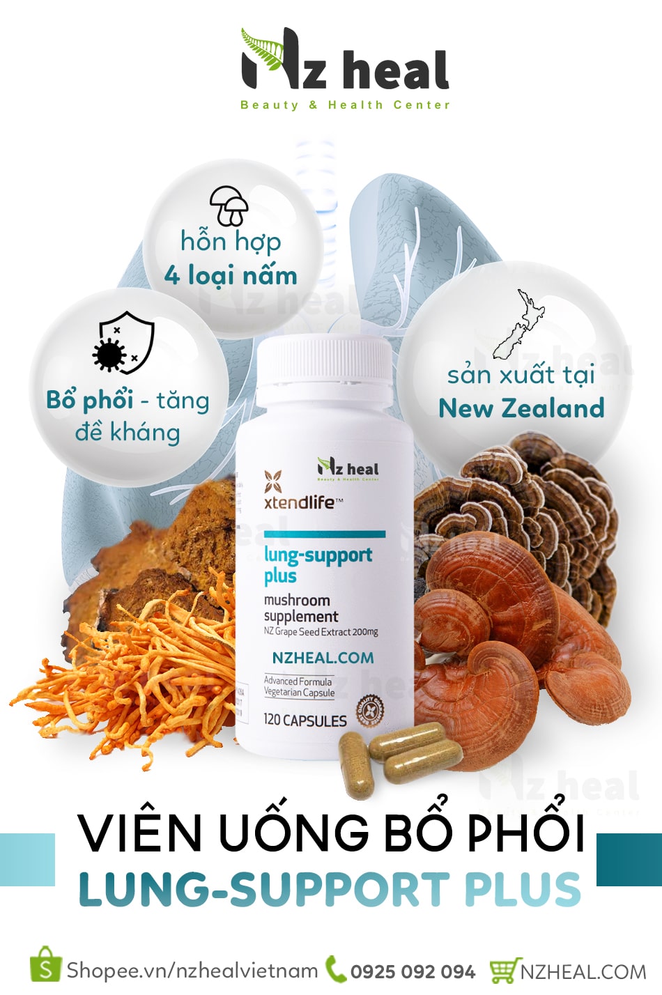 Review Vien bo phoi Lung Support Plus Xtend Life