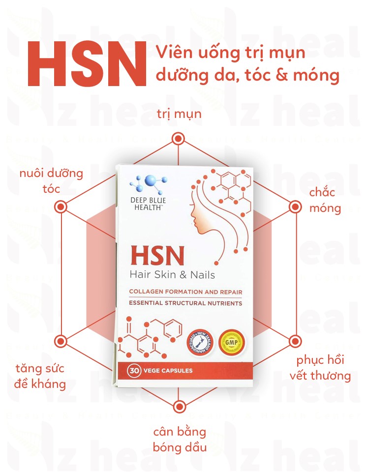 Review Viên uống hỗ trợ trị mụn, dưỡng móng tóc HSN – Deep Blue Health có hiệu quả không?