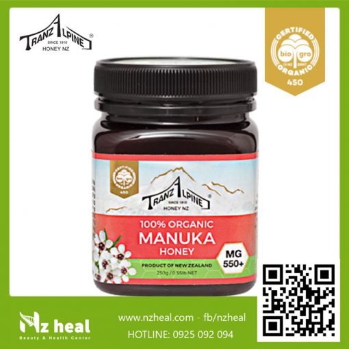 Mật ong Manuka MG550+ Organic Manuka Honey TranzAlpine (250g)