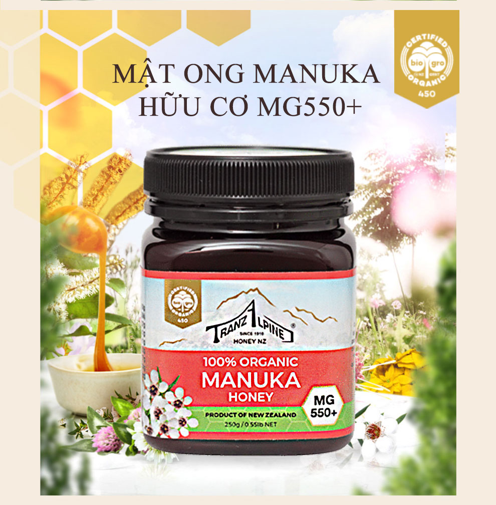 Mật ong Manuka MG550+ Organic Manuka Honey TranzAlpine (250g) 2
