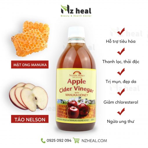Giấm táo với mật ong Manuka Nelson Apple Cider Vinegar with Manuka Honey Blend 1