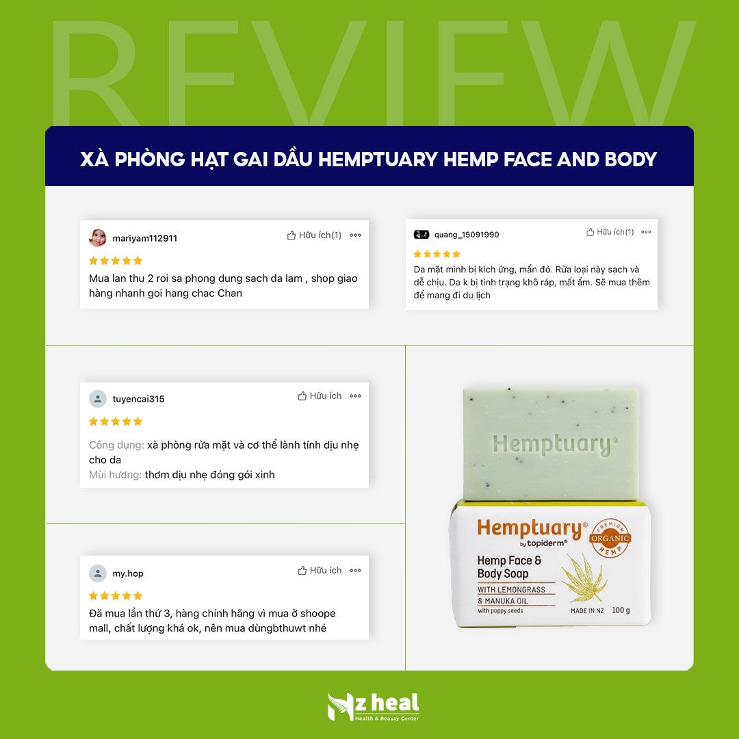 Xà Phòng Rửa Mặt, Cơ Thể Từ Hạt Gai Dầu Hemptuary Face and Body Soap 100g