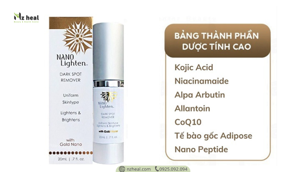 Bảng thành phần dược tính trong Serum đặc trị nám Nano Lighten Dark Spot Remover mang lại điều gì cho da? 2