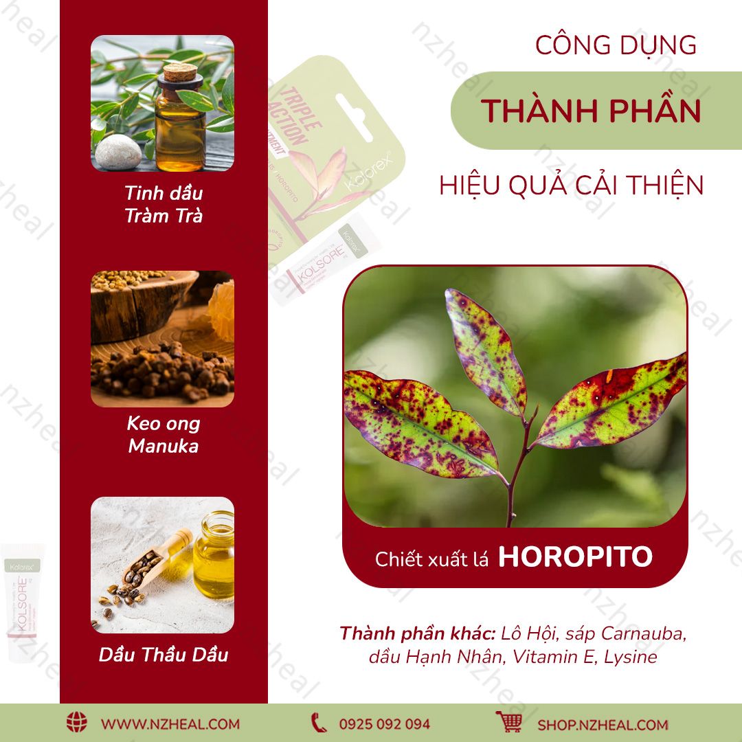 Kem trị chàm môi, herpes môi Kolorex Kolsore Lip Care Ointment 3g (0.1 oz) / 5g (0.17 oz)