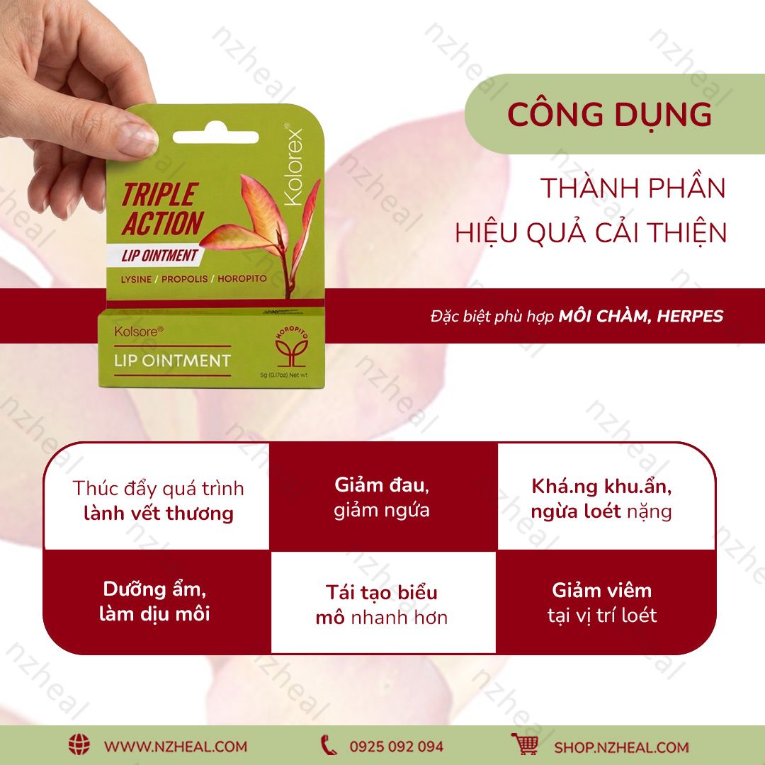 Kem trị chàm môi, herpes môi Kolorex Kolsore Lip Care Ointment 3g (0.1 oz) / 5g (0.17 oz) 4