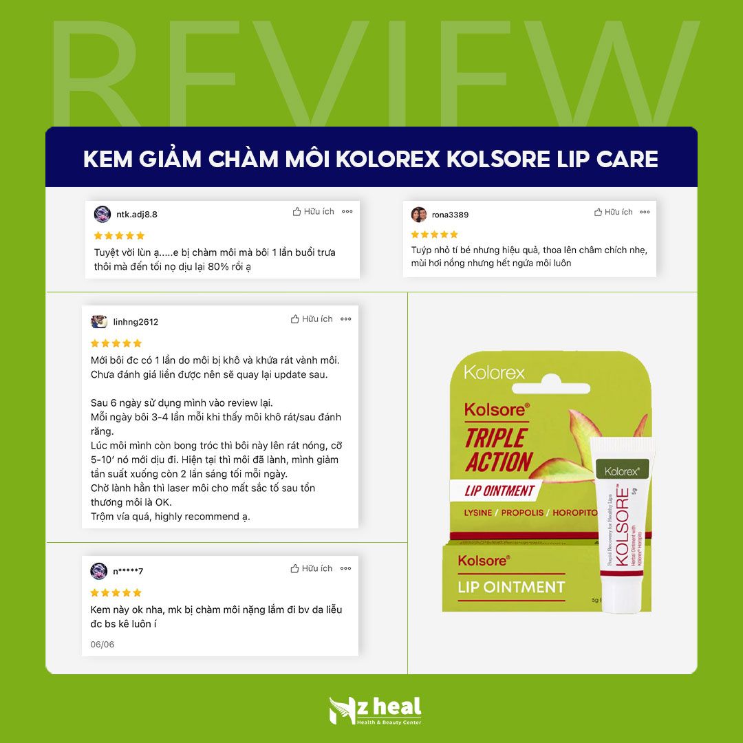 Kem trị chàm môi, herpes môi Kolorex Kolsore Lip Care Ointment 3g (0.1 oz) / 5g (0.17 oz)