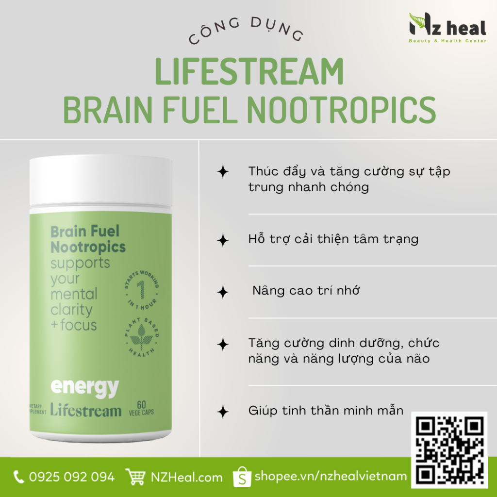 Loop Brain Fuel Viên uống tăng cường tập trung, tỉnh táo và năng lượng Lifestream Brain ...