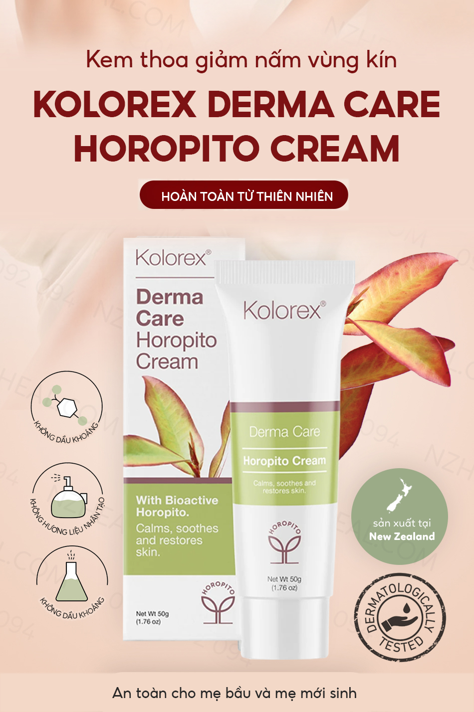 Kem thoa giảm nấm toàn thân Kolorex Derma Care Horopito Cream (50ml)