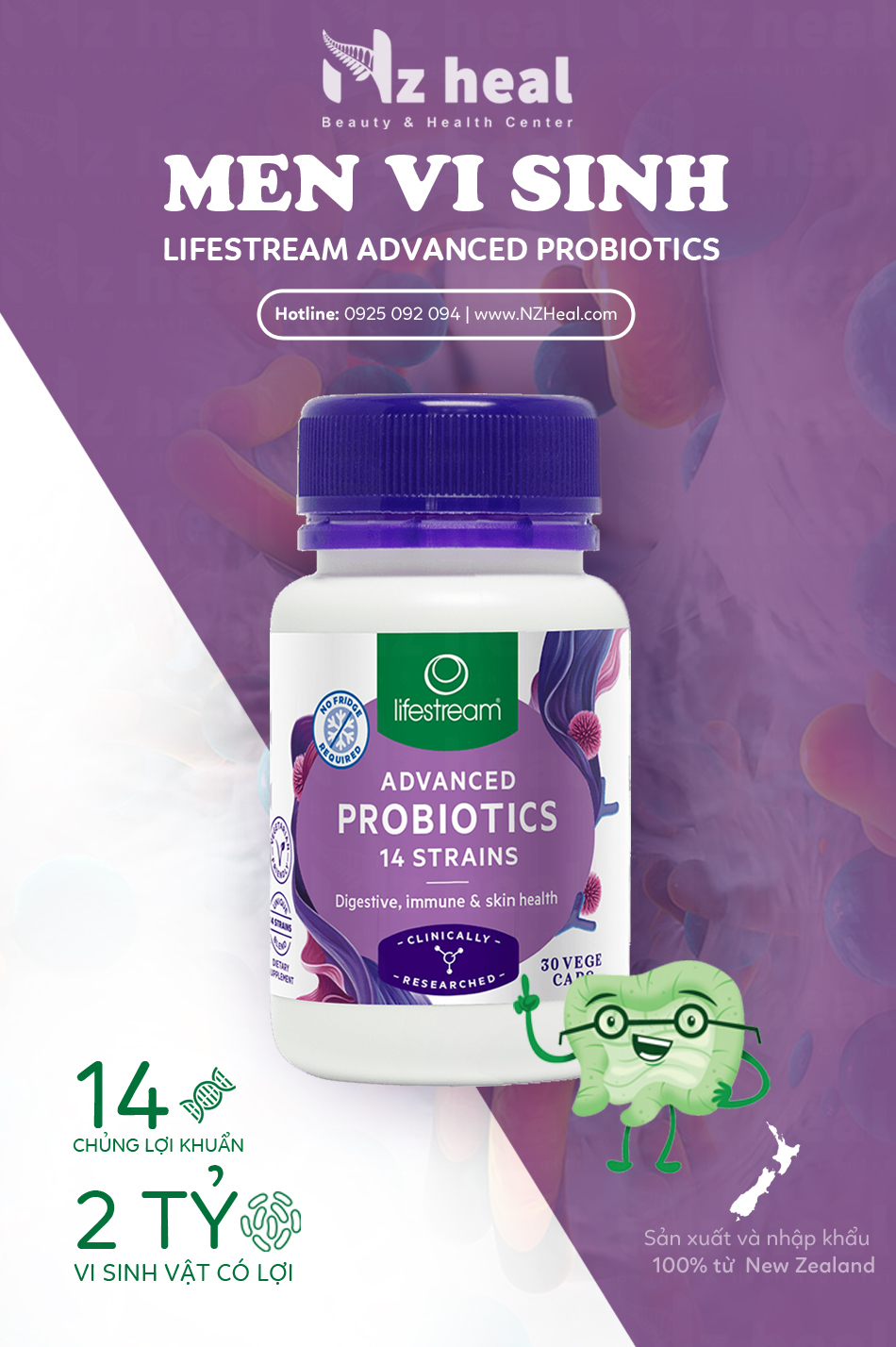 VIÊN KHÁNG NẤM KOLOREX CANDIDA & MEN VI SINH LIFESTREAM PROBIOTIC - BẢO VỆ HỆ TIÊU HÓA KHỎI TÁC ĐỘNG XẤU TỪ NẤM CANDIDA