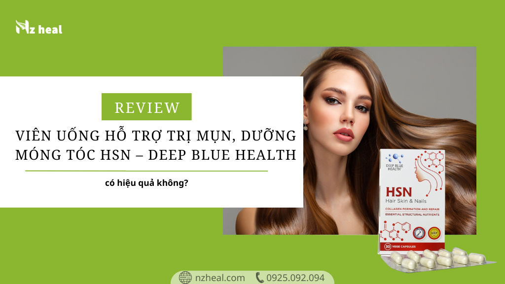 Review Viên uống hỗ trợ trị mụn, dưỡng móng tóc HSN – Deep Blue Health có hiệu quả không?