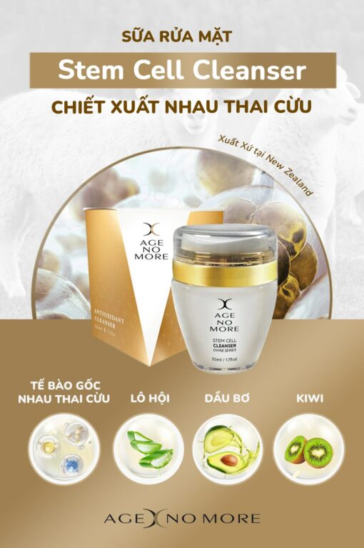 Sữa rửa mặt tế bào gốc nhau thai cừu Age No More Stem Cell Cleanser (50ml) 2