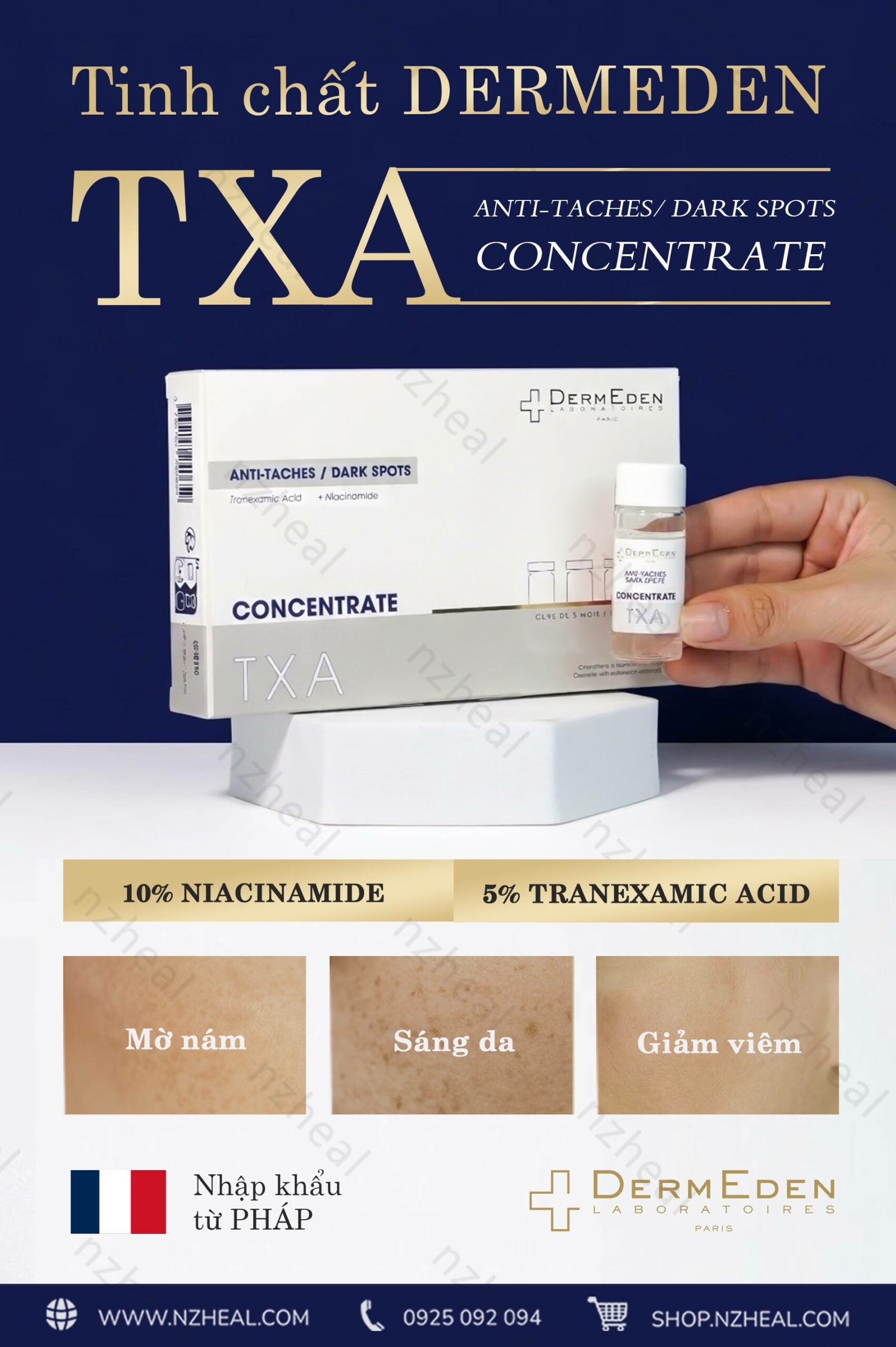 Tinh chất trị nám, giảm tàn nhang DermEden Concentrate Anti-Taches Dark Spots TXA (10ml x 3)..3