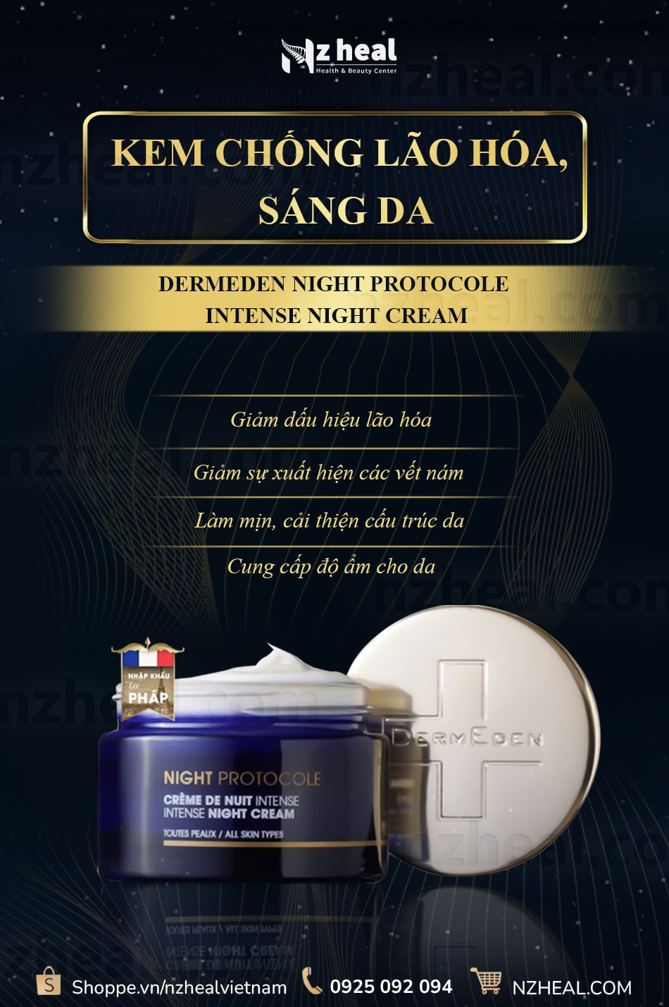 Kem chống lão hoá, sáng da DermEden Night Protocole Intense Night Cream (50ml) 2