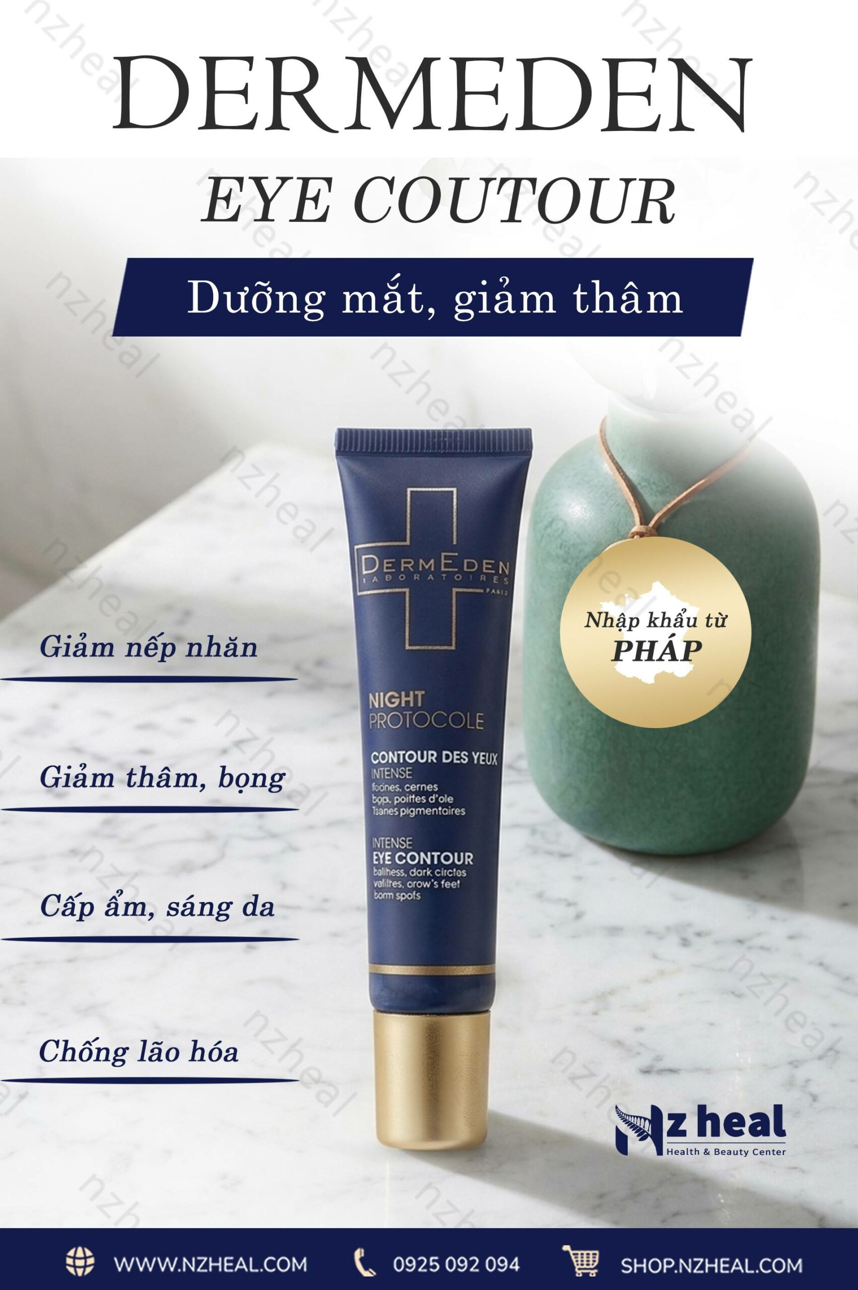 Kem dưỡng mắt, giảm quầng thâm DermEden Night Protocole Intense Eye Contour (15ml 3