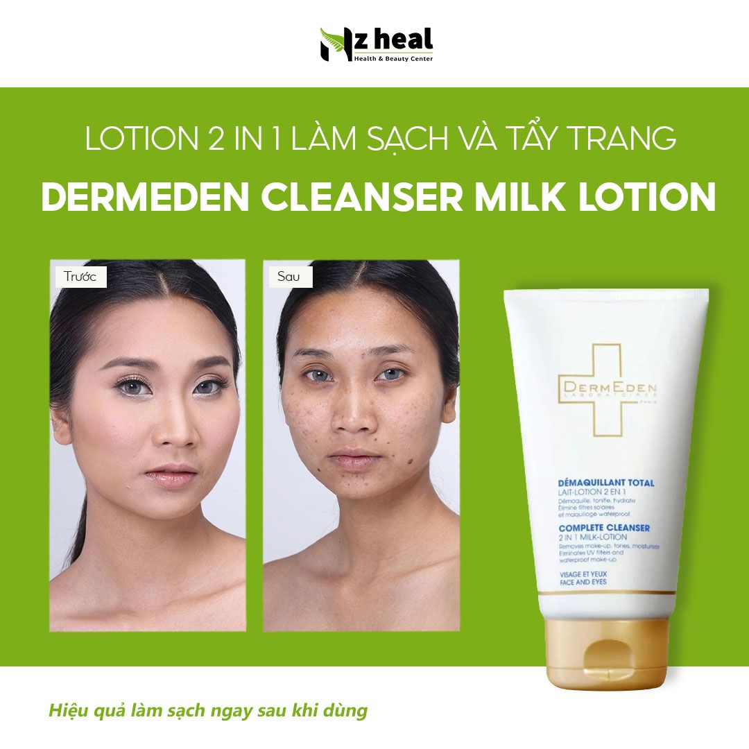 Lotion 2 in 1 làm sạch và tẩy trang DermEden Complete Cleanser Milk Lotion (150ml)