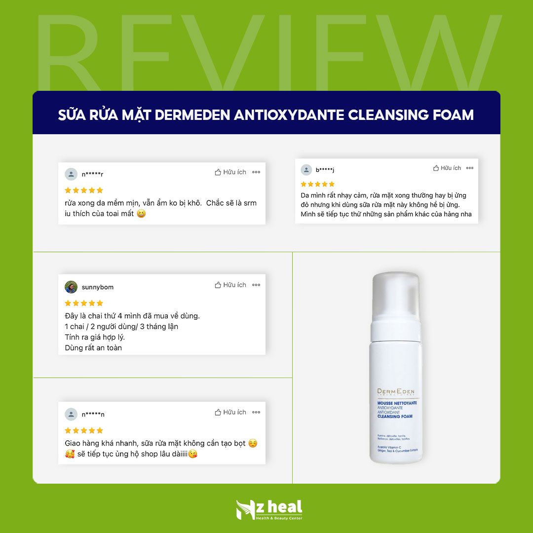 Sữa rửa mặt chống lão hoá dạng bọt DermEden AntiOxydante Cleansing Foam (150ml)
