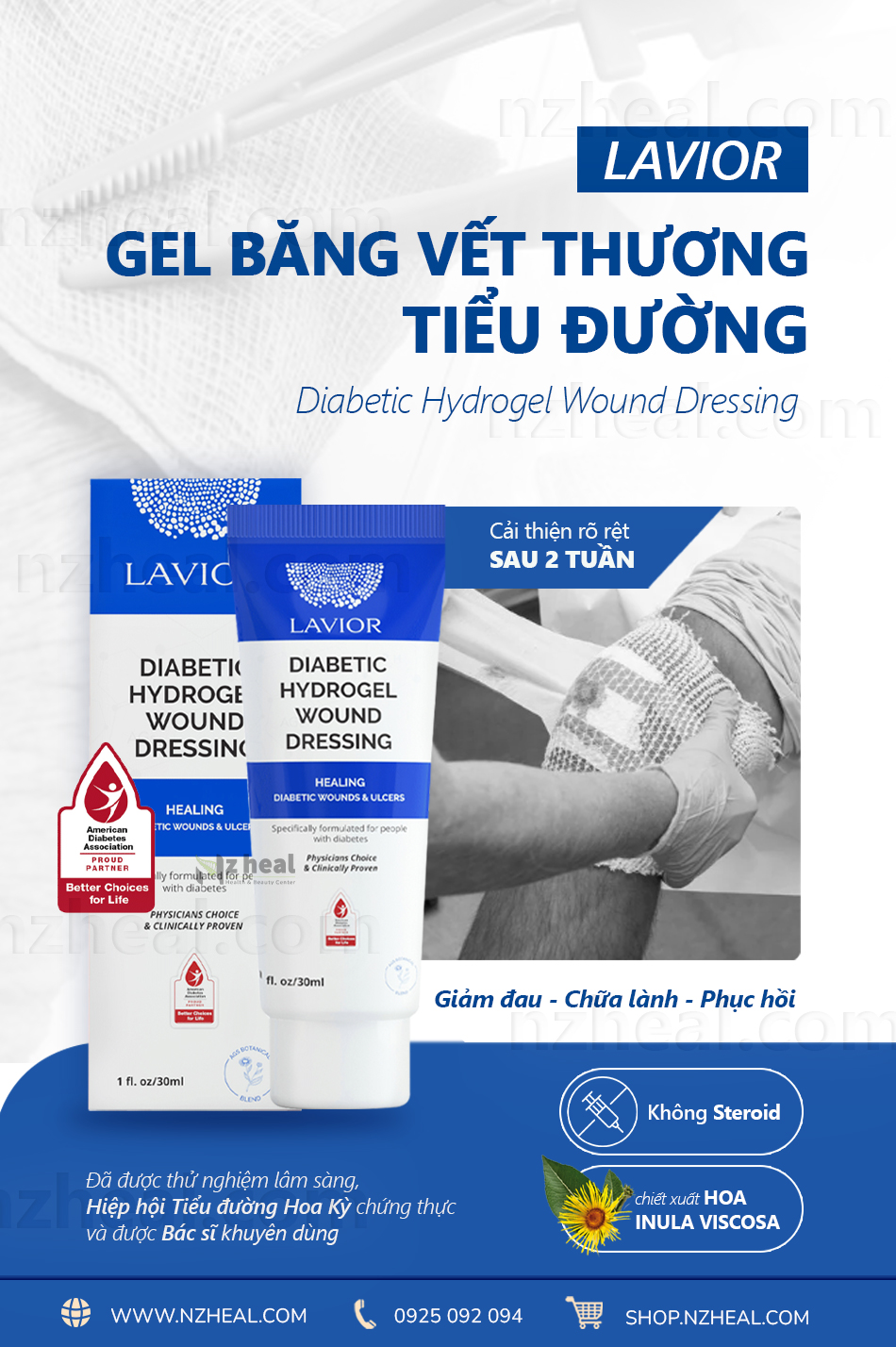 Gel băng vết thương hở LAVIOR Diabetic Hydrogel Wound Dressing (30ml)