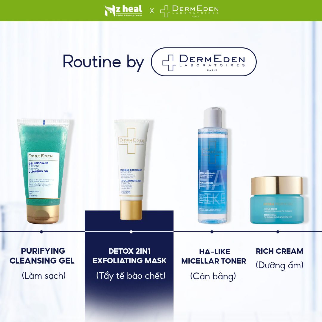 Mặt nạ tẩy tế bào chết Detox 2 in 1 DermEden Exfoliating Mask (50ml)