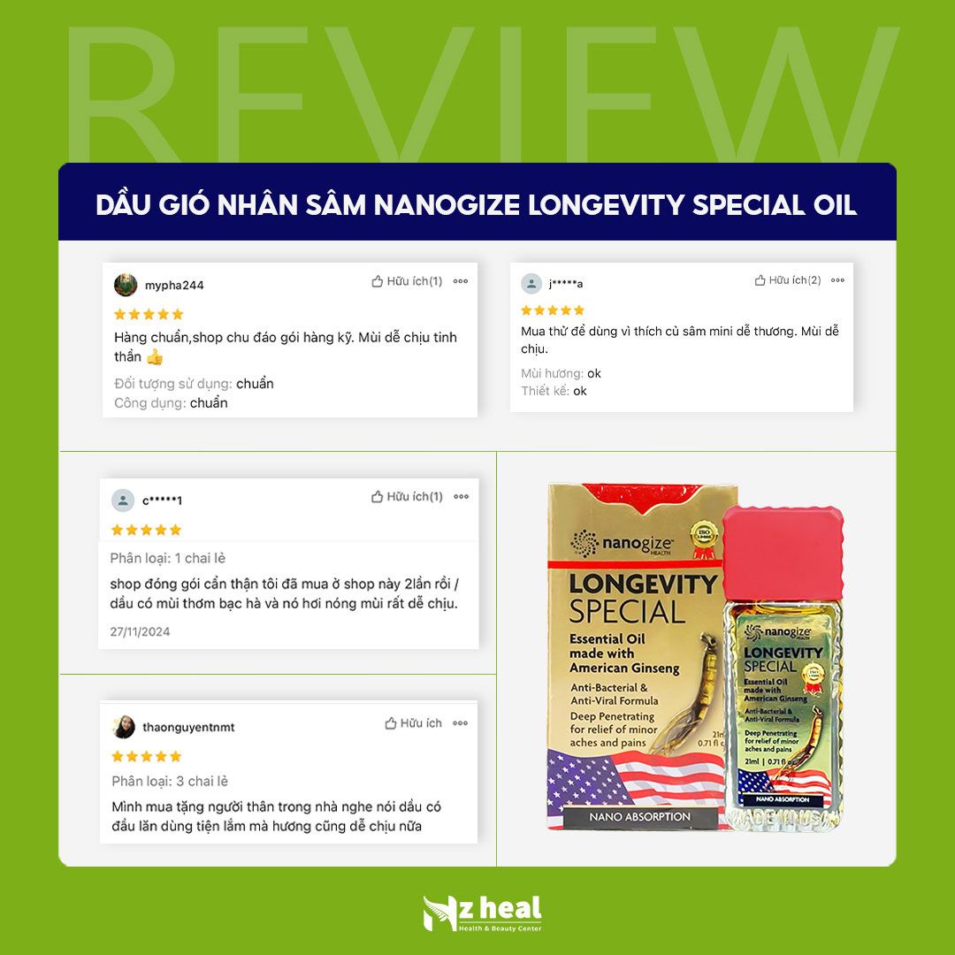 Dầu gió nhân sâm Nanogize Longevity Special Ginseng Essential Oil (21ml)
