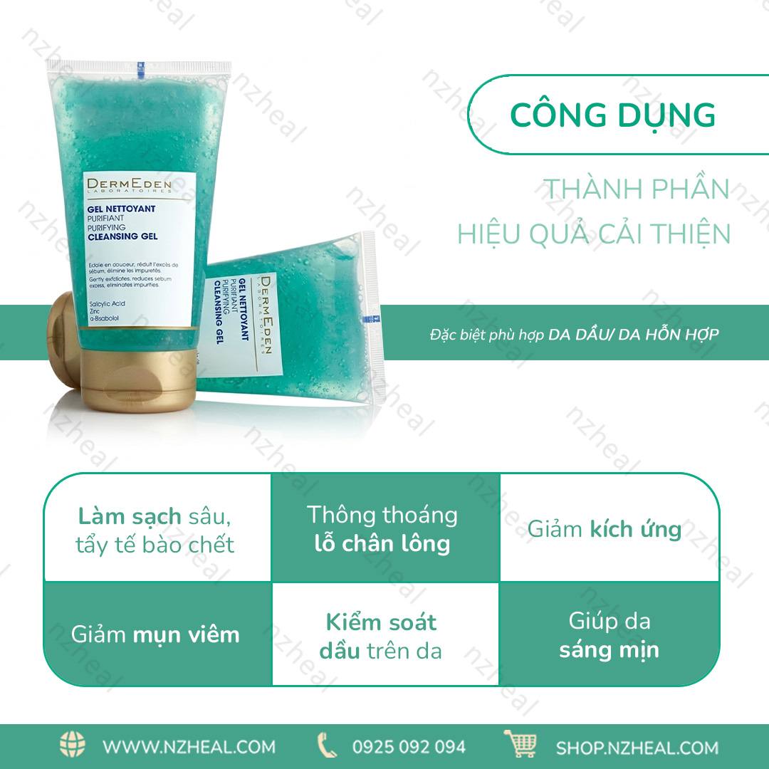 Sữa rửa mặt dạng gel Dermeden Purifying Cleansing Gel (150ml) – Da hỗn hợp/ Da dầu 2