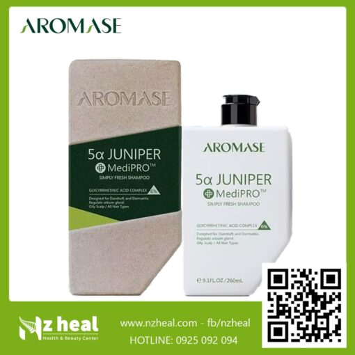 Dầu gội ngăn gàu, giảm viêm da đầu chuyên sâu Aromase 5α Juniper MediPRO Simply Fresh Shampoo 80ml 2-1
