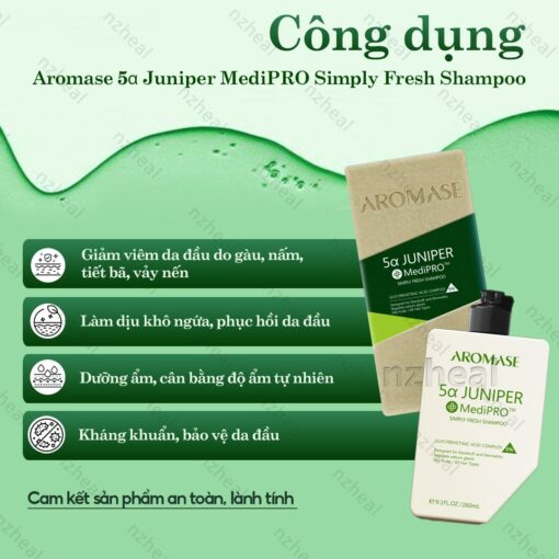 Dầu gội ngăn gàu, giảm viêm da đầu chuyên sâu Aromase 5α Juniper MediPRO Simply Fresh Shampoo 80ml 3