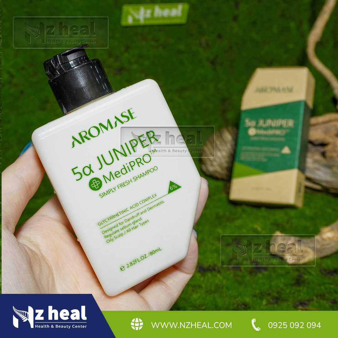 Dầu gội ngăn gàu, giảm viêm da đầu chuyên sâu Aromase 5α Juniper MediPRO Simply Fresh Shampoo 80ml 5
