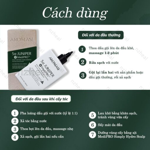 Dầu gội sạch da đầu chuyên sâu dạng lỏng Aromase 5α Juniper MediPRO Scalp Purifying Liquid Shampoo 80ml 4
