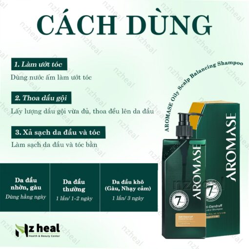Dầu gội trị gàu và giảm nhờn da đầu Aromase Oily Scalp Balancing Shampoo 90ml 1-1