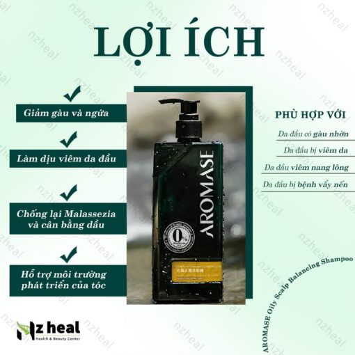 Dầu gội trị gàu và giảm nhờn da đầu Aromase Oily Scalp Balancing Shampoo 90ml 4-1