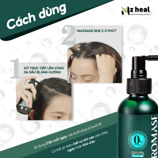 Xịt dưỡng tóc và làm dịu viêm da đầu Aromase Herbal Cooling Scalp Care Spray 40ml (da đầu dầu) 3