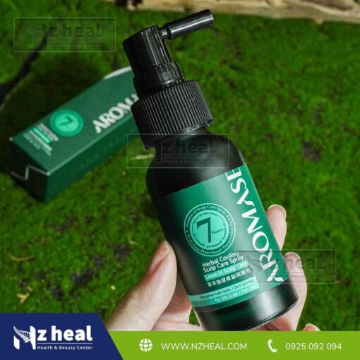 Xịt dưỡng tóc và làm dịu viêm da đầu Aromase Herbal Cooling Scalp Care Spray 40ml (da đầu dầu) 4