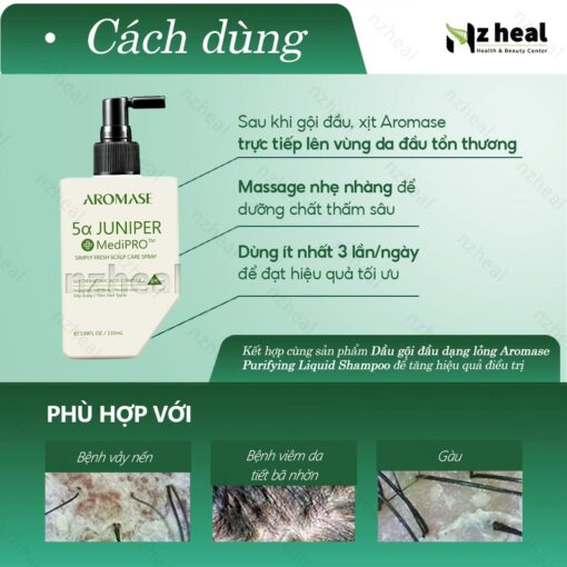 Xịt dưỡng và giảm viêm da đầu chuyên sâu Aromase 5α Juniper MediPRO Simply Fresh Spray 110ml 4