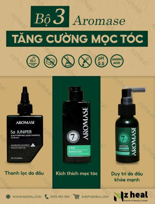Bộ 3 Aromase giảm rụng, tăng cường mọc tóc: Tẩy tế bào chết + Dầu gội + Xịt dưỡng 2